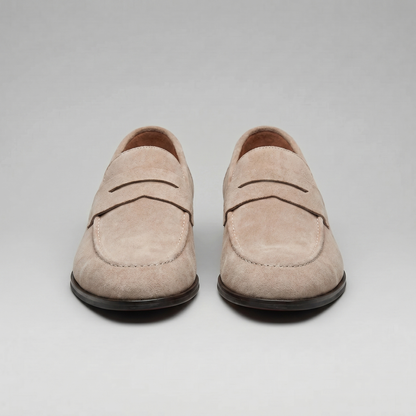 Penny loafers voor heren met wreefband en lage platte hak