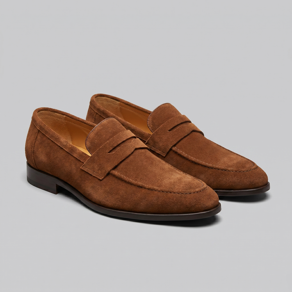 Penny loafers voor heren met wreefband en lage platte hak