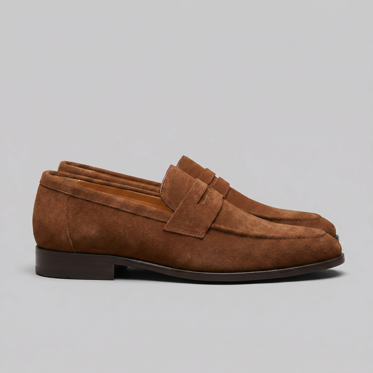 Penny loafers voor heren met wreefband en lage platte hak