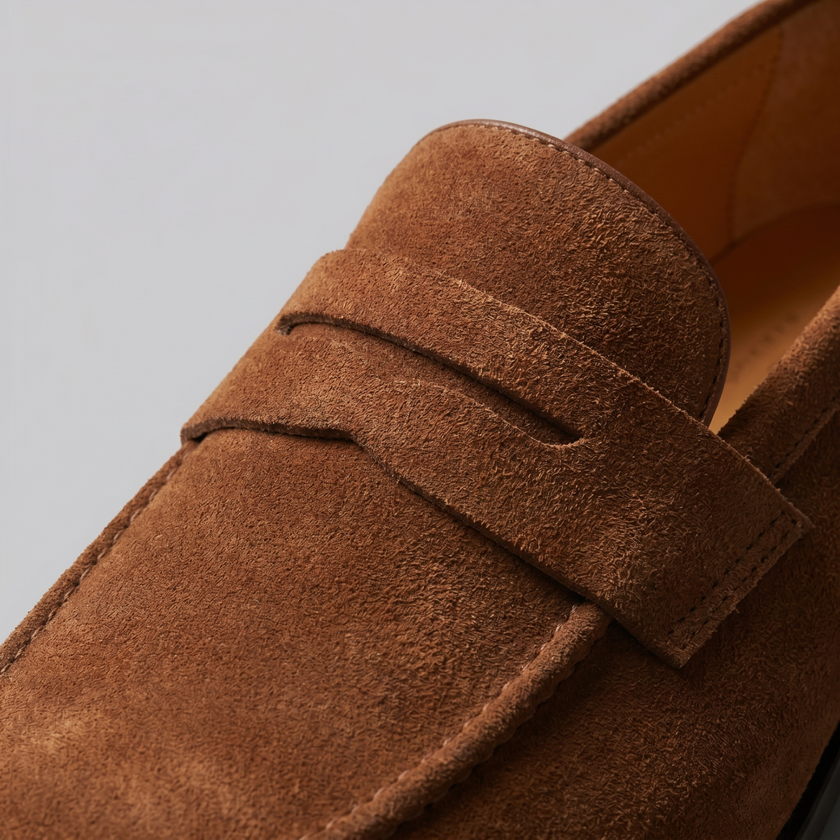 Penny loafers voor heren met wreefband en lage platte hak