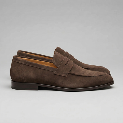 Penny loafers voor heren met wreefband en lage platte hak