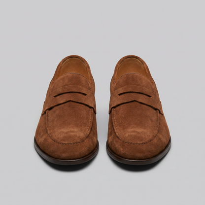 Penny loafers voor heren met wreefband en lage platte hak