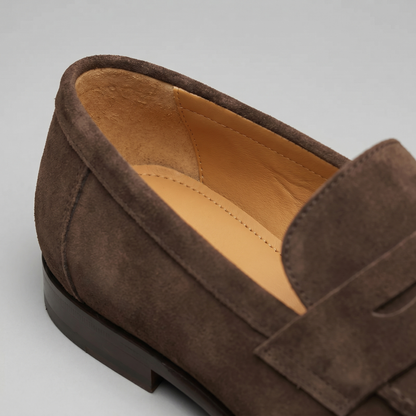 Penny loafers voor heren met wreefband en lage platte hak