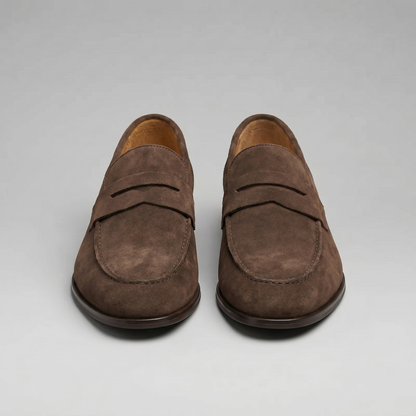 Penny loafers voor heren met wreefband en lage platte hak
