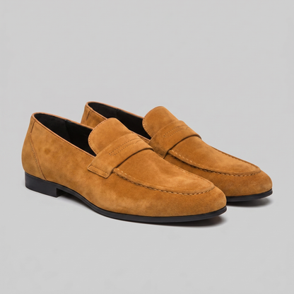 Penny loafers voor heren met wreefband en lage platte hak