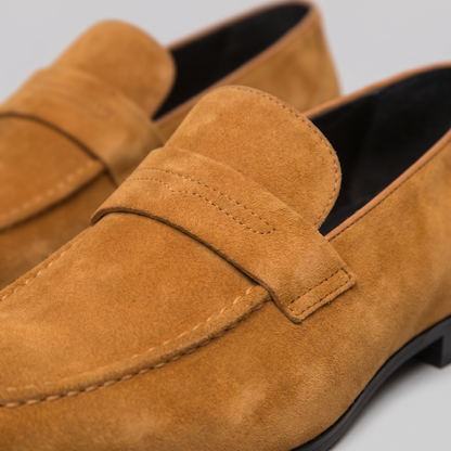 Penny loafers voor heren met wreefband en lage platte hak