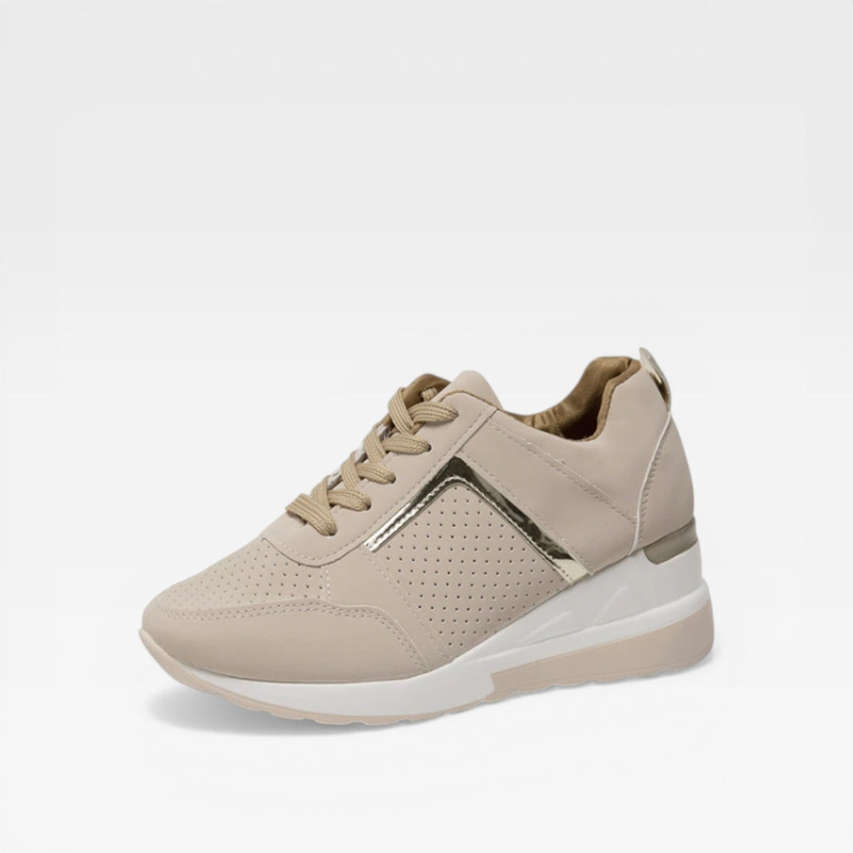 Geperforeerde wedge sneakers dames met verborgen sleehak en veters
