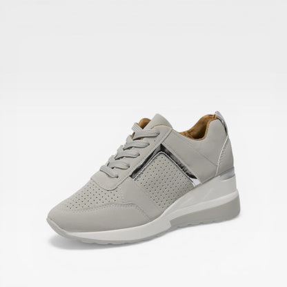 Geperforeerde wedge sneakers dames met verborgen sleehak en veters