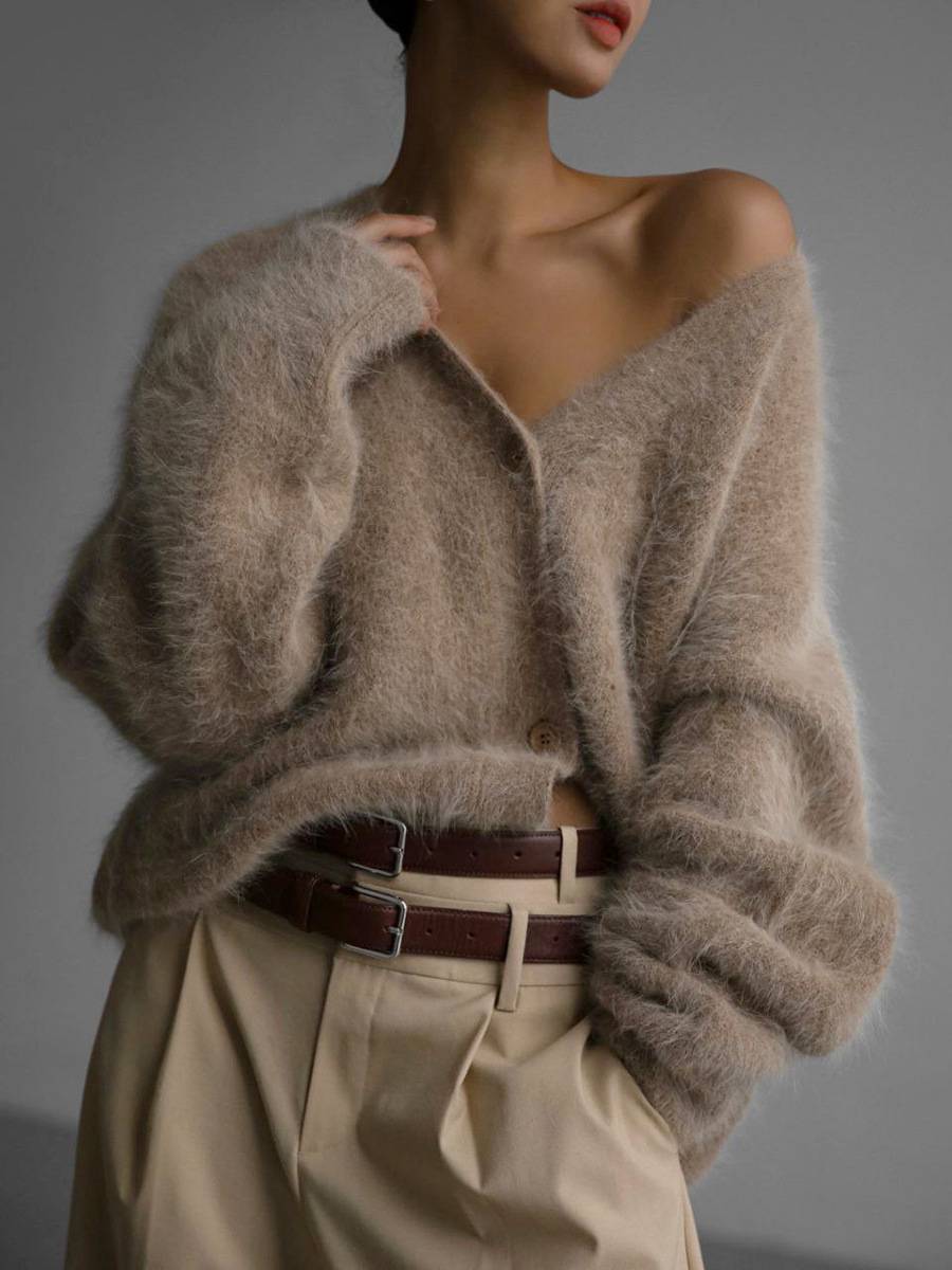 Oversized vest dames met knoopsluiting en diepe V-hals