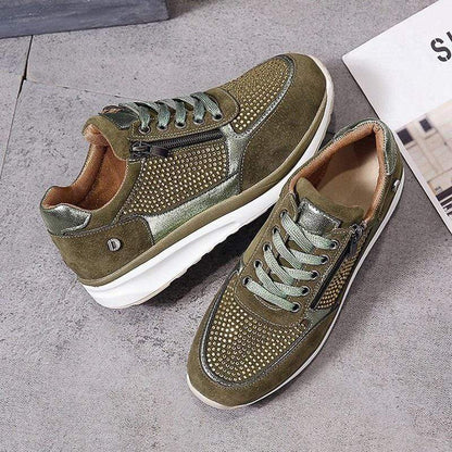 "Women's orthopedic walking shoes with bunion support, featuring a wide toe box and breathable mesh design, stylish and comfy