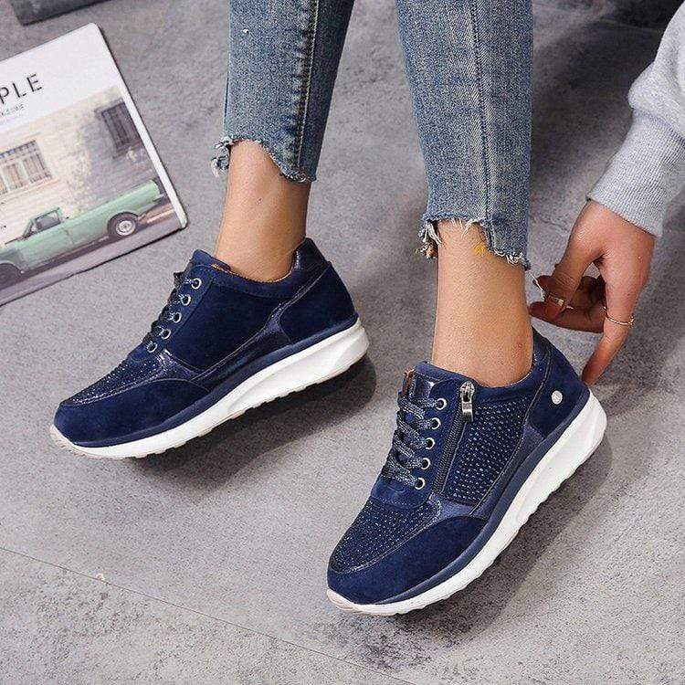 "Women's orthopedic walking shoes with bunion support, featuring a wide toe box and breathable mesh design, stylish and comfy